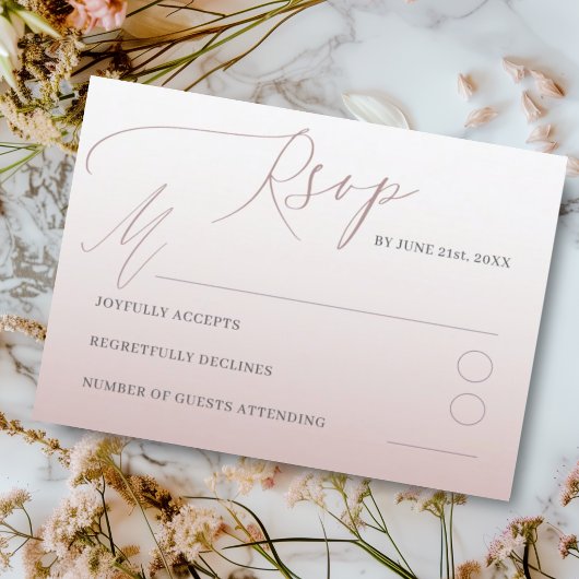 Moderne Roze RSVP Kalligrafie Huwelijk Kaartje