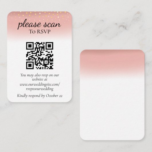 Moderne roze RSVP met QR-code Informatiekaartje (Voorkant / Achterkant)