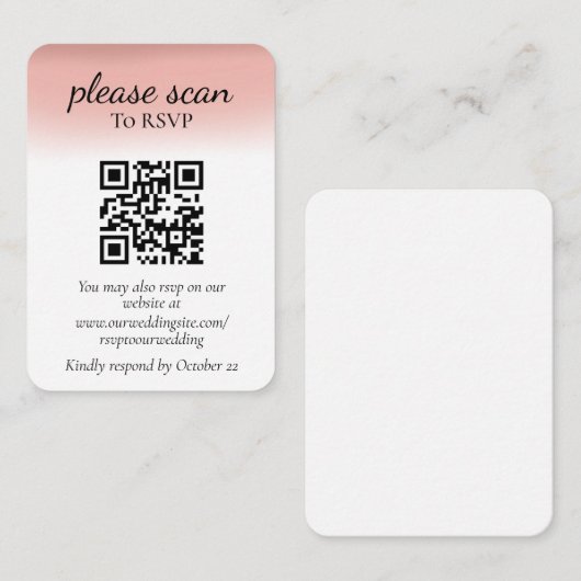 Moderne Roze RSVP met QR-code Informatiekaartje (Voorkant / Achterkant)