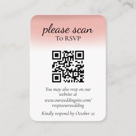 Moderne Roze RSVP met QR-code Informatiekaartje (Voorkant)