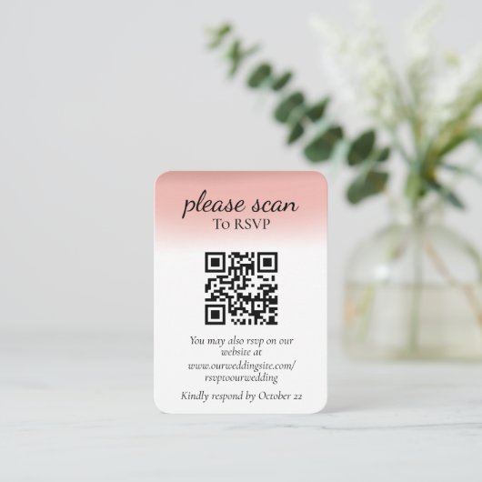 Moderne Roze RSVP met QR-code Informatiekaartje (Staand voorkant)