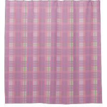 Moderne roze ruitdouchegordijn