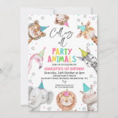 Moderne Roze Safari Calling Party Dieren Verjaarda Kaart (Voorkant)