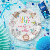 Moderne Roze Safari Calling Party Dieren Verjaarda Papieren Bordje (Feest)