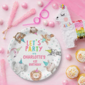 Moderne Roze Safari Calling Party Dieren Verjaarda Papieren Bordje (Feest)