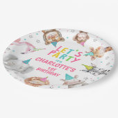 Moderne Roze Safari Calling Party Dieren Verjaarda Papieren Bordje (Gekanteld)