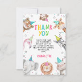 Moderne Roze Safari Feestbeesten Verjaardag Bedankkaart (Voorkant)