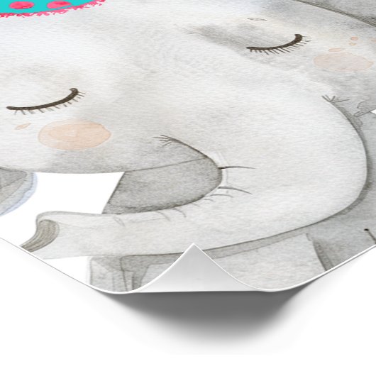 Moderne Roze Safari Party Dieren Verjaardag Welkom Perfect Poster (Hoek)