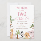 Moderne roze safari twee in de dierentuin 2e verja kaart (Voorkant)