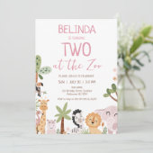 Moderne roze safari twee in de dierentuin 2e verja kaart (Staand voorkant)