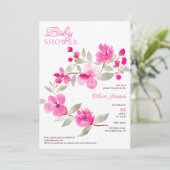 Moderne roze sakura bloemrijke waterverf baby show kaart (Staand voorkant)