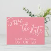Moderne Roze Save The Date (Staand voorkant)