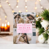 Moderne roze save the date 3 foto's raster collage