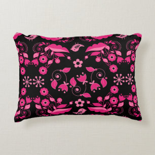 Moderne Roze Scandinavisch Bloemmotief Accent Kussen