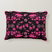 Moderne Roze Scandinavisch Bloemmotief Accent Kussen (Achterkant)