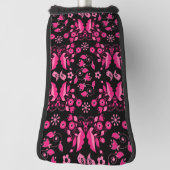 Moderne Roze Scandinavische Bloem Motief Golfheadcover (Draai 90)