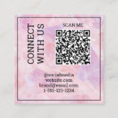 Moderne Roze Scannbare QR-code Digitale Sociale Me Vierkante Visitekaartje (Achterkant)