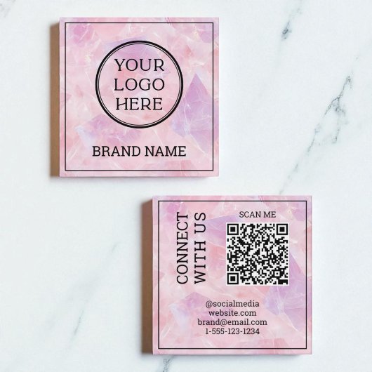 Moderne Roze Scannbare QR-code Digitale Sociale Me Vierkante Visitekaartje