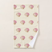 Moderne  Roze Schelpen op Beige Cream Bad Handdoek (Handdoek)