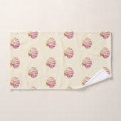 Moderne  Roze Schelpen op Beige Cream Bad Handdoek (Handdoek)