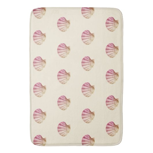 Moderne  Roze Schelpen op Beige Cream Badmat (Voorkant Verticaal)