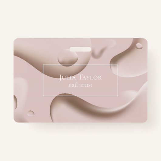 Moderne Roze Schoonheidssalon Nail Artist Business Badge (Voorkant)