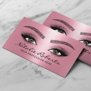 Moderne Roze Schoonheidssalon Wimper Microblading Visitekaartje