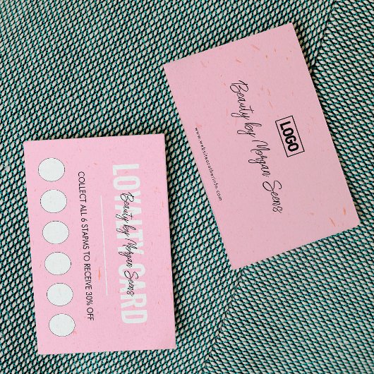 Moderne Roze Schoonheidsspa Loyaltykaart Script Klantenkaartje