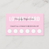 Moderne Roze Schoonheidsspa Loyaltykaart Script Klantenkaartje (Voorkant)
