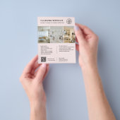 Moderne Roze Schoonmaakdiensten QR Zakelijk Flyer (Hand)