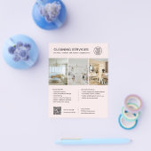 Moderne Roze Schoonmaakdiensten QR Zakelijk Flyer (Enkel)