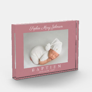 Moderne Roze Schrift Doop  Fotoblokken