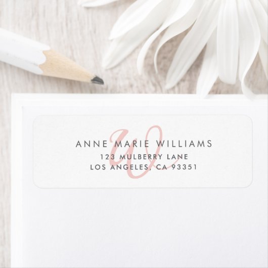 Moderne Roze Schrift Monogram Etiket (Insitu)