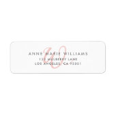 Moderne Roze Schrift Monogram Etiket (Voorkant)