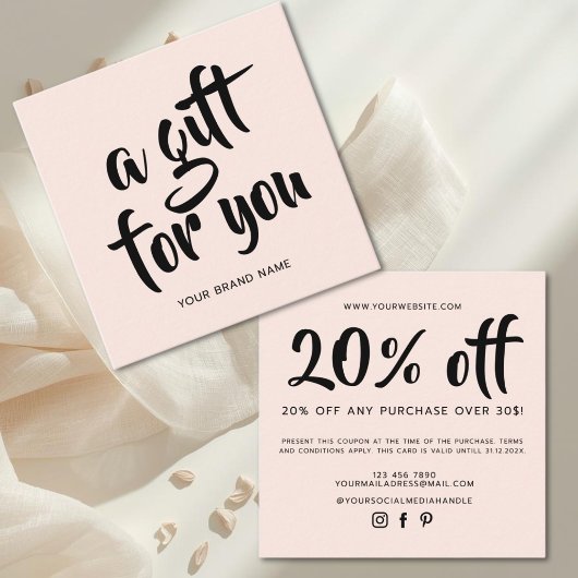 Moderne roze schriftkortingkaart kortingskaartje