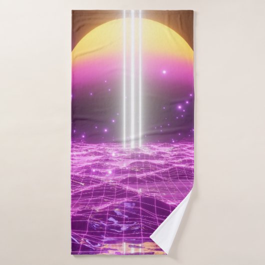 Moderne roze Sci Fi pop art scene3 Badhanddoek (Badhanddoek)
