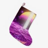 Moderne roze Sci Fi pop art scene3 Kleine Kerstsok (Voorkant (Hangend))