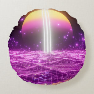 Moderne roze Sci Fi pop art scene3 Rond Kussen