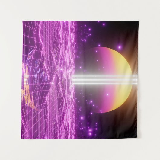 Moderne roze Sci Fi pop art scene3 Wandkleed (Voorkant (horizontaal))