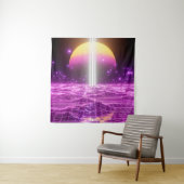 Moderne roze Sci Fi pop art scene3 Wandkleed (In situ)