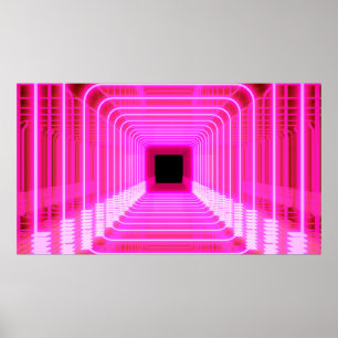 Moderne roze Sci Fi pop Poster