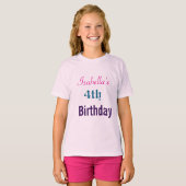 Moderne roze script aangepaste verjaardagsfeestje t-shirt (Voorkant volledig)