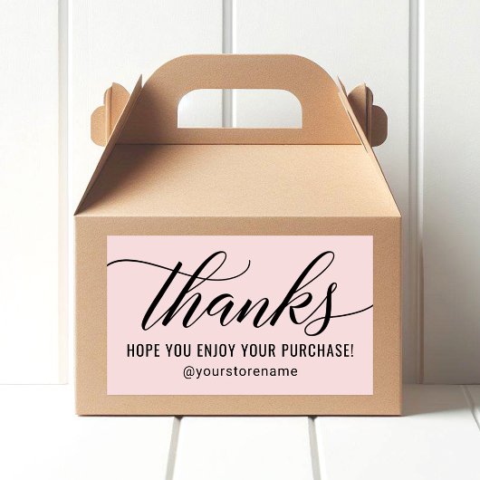 Moderne Roze Script Bedankt Geniet Van Uw Aankoop Rechthoekige Sticker