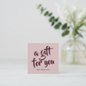 Moderne roze script coupon kortingskaart (Staand voorkant)