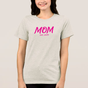 Moderne Roze Script Gevestigde Moeder Tri-Blend Shirt