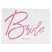 Moderne Roze Script Grote Bruid Geschenk Tas Groot Cadeauzakje (Achterkant)