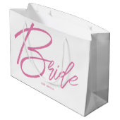 Moderne Roze Script Grote Bruid Geschenk Tas Groot Cadeauzakje (Achterkant Gekanteld)
