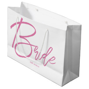 Moderne Roze Script Grote Bruid Geschenk Tas Groot Cadeauzakje