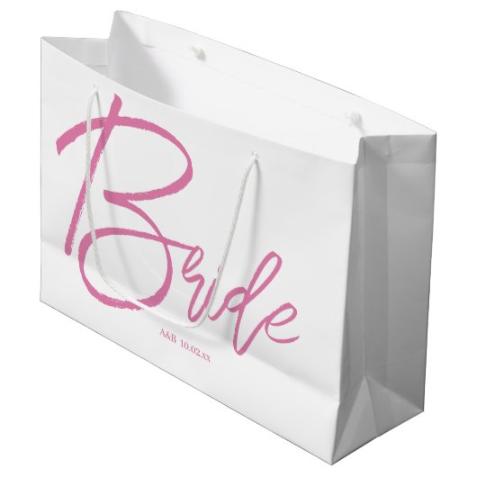Moderne Roze Script Grote Bruid Geschenk Tas Groot Cadeauzakje (Voorkant Gekanteld)