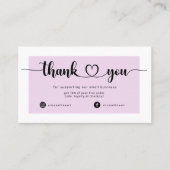 Moderne Roze Script Hart Dank Je Visitekaartje (Voorkant)